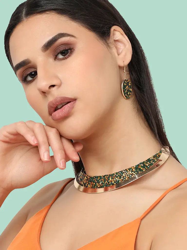 Sybella-Gold Plated Designer Party Necklace For Women : SOHNCK4953