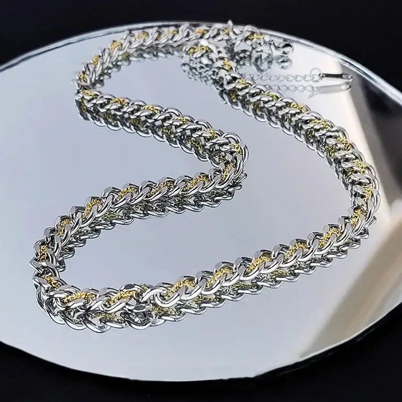 Aurelian Dual Tone Cuban Chain Necklace : MN1S1155-S-G
