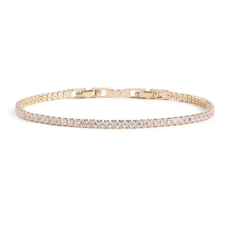 Opulent Gold Finish Bracelet | Sleek Tennis Chain | Timeless Festive Wear For Women : CAD-054-IGWE-BR