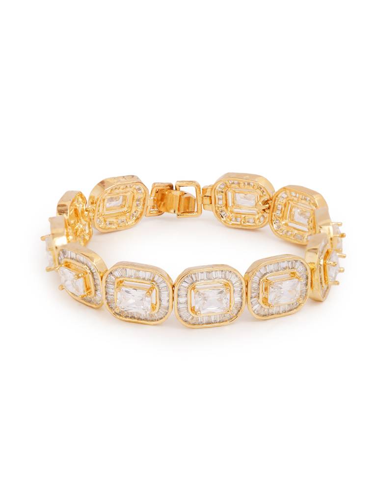 Celestia Emerald-Cut American Diamond Tennis Bracelet : YI24A0906B