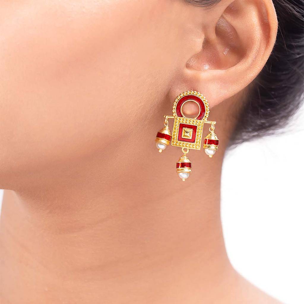 Temple Bell Tiny Drop Earrings : 8907617916453