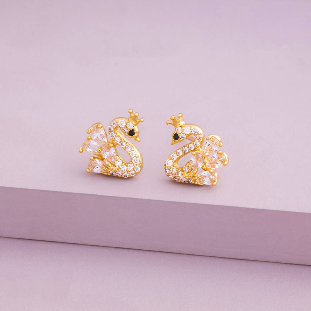 White - Plated Casual Wear Trendy Zircon Earring - 466991 : 466991