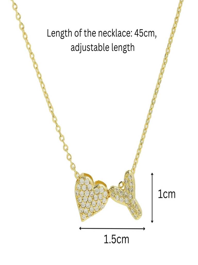 Reversible Initial Letter & Heart With Zircons Gold Plated Antitarnish Pendant : ABY0226P201GY