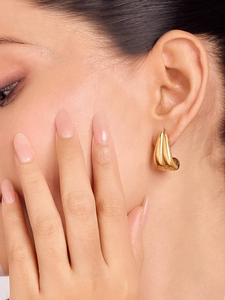 18K Gold Plated Molten Curve Earrings Stainless Steel Waterproof & Anti-Tarnish : E43ASSS0G