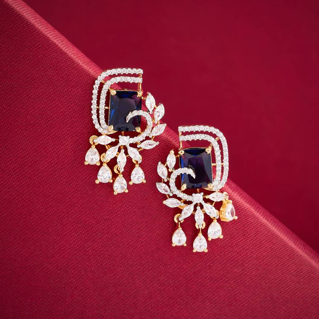 Rodium-Gold - Plated Party Wear Zircon Earring - 449060 : 449063