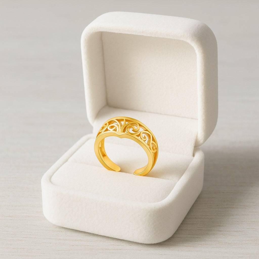 Adjustable Filigree Toe Ring - Sterling Silver : TR-0008_YG