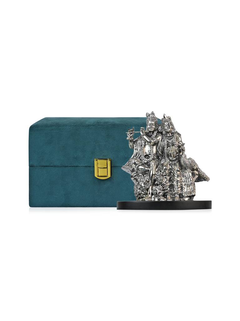 999 Silver Plated Radha Krishna Idol : GPGFT443