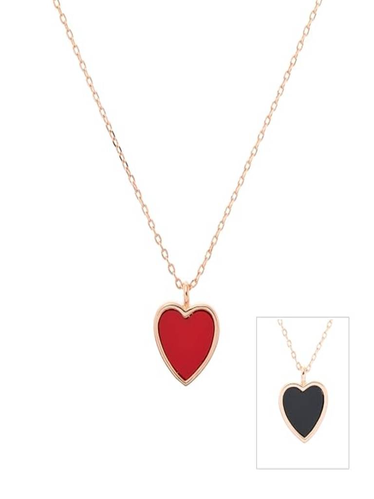 Rose Gold-Plated Reversible Heart-Shaped Pendant With Chain : AYW615N051R