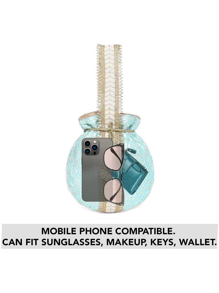 Potli Bags For Women Evening Bag Clutch Ethnic Bride Purse With Drawstring(P93Br) : P93SB
