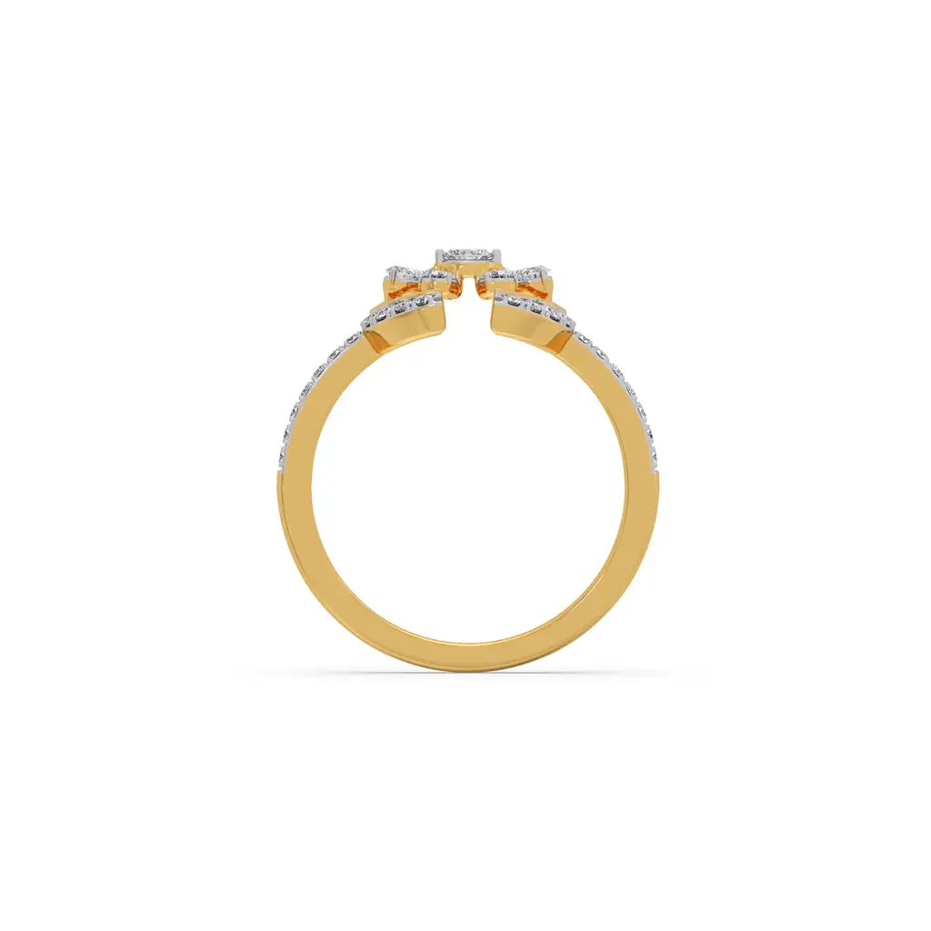 Open Floral Diamond Ring : LJ-R00654-09YGLGD-10