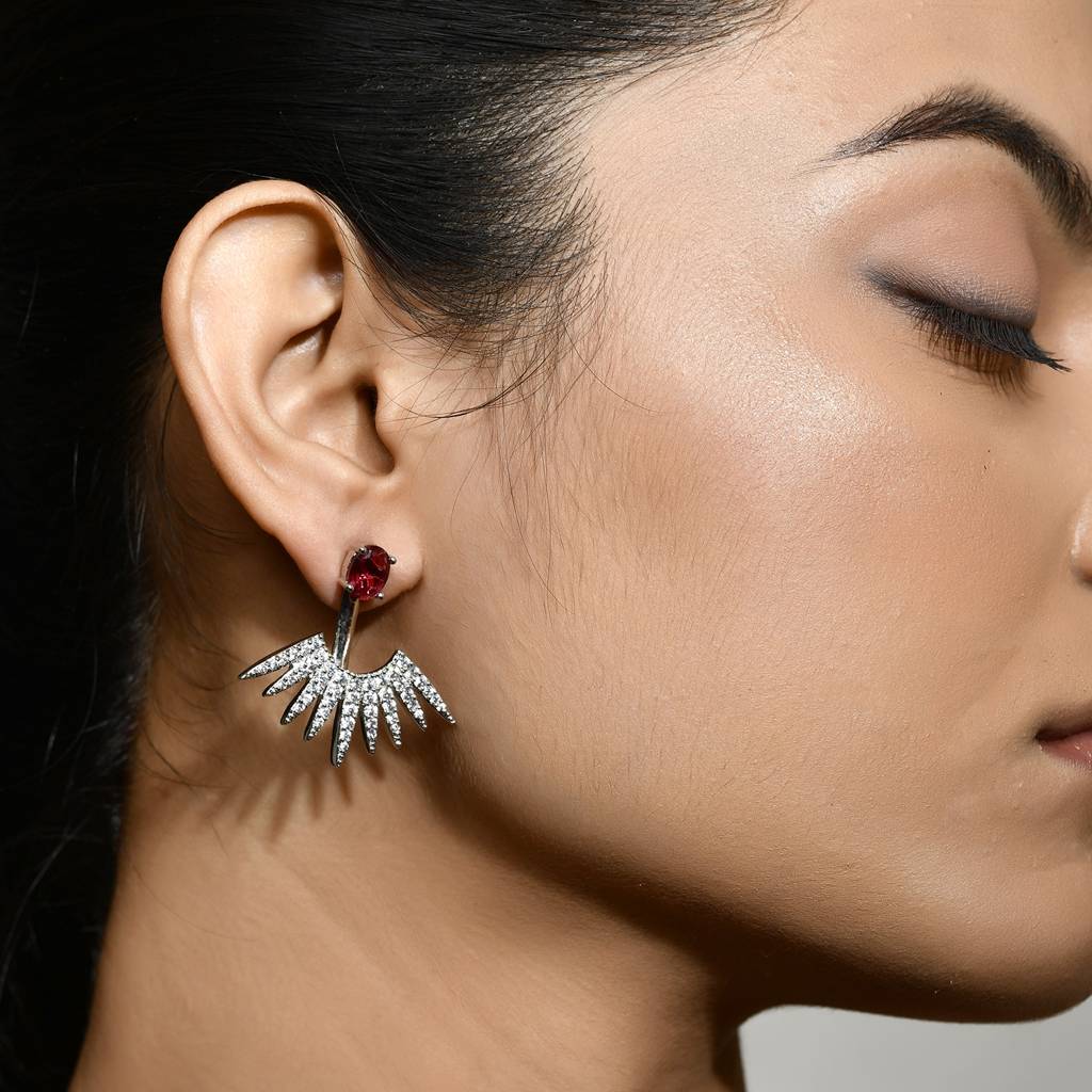Fireworks Multi-Color Sparkle Burst Inter Changeable Ear Jacket Earrings : 8905124548266