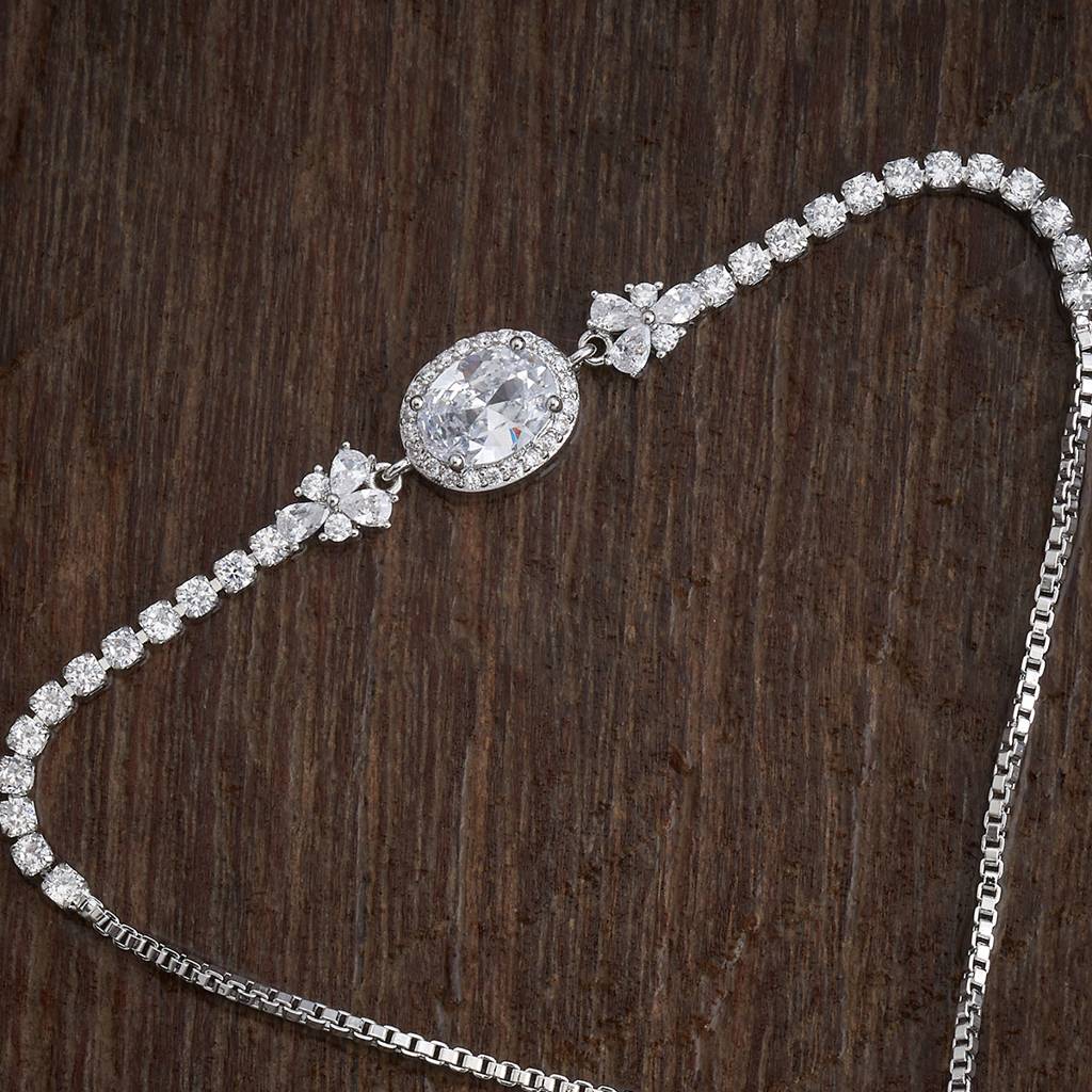White Rodium Plated -Party Wear Zircon Bracelet -438969 : 438969