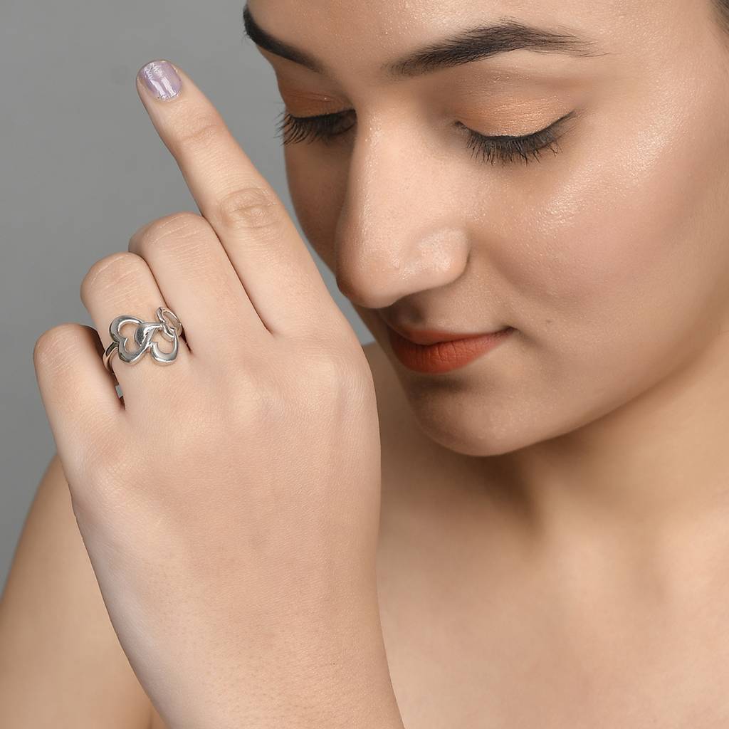 925 Sterling Silver Valentine'S Day Collection Interlocked Hearts Ring : 8905124492392