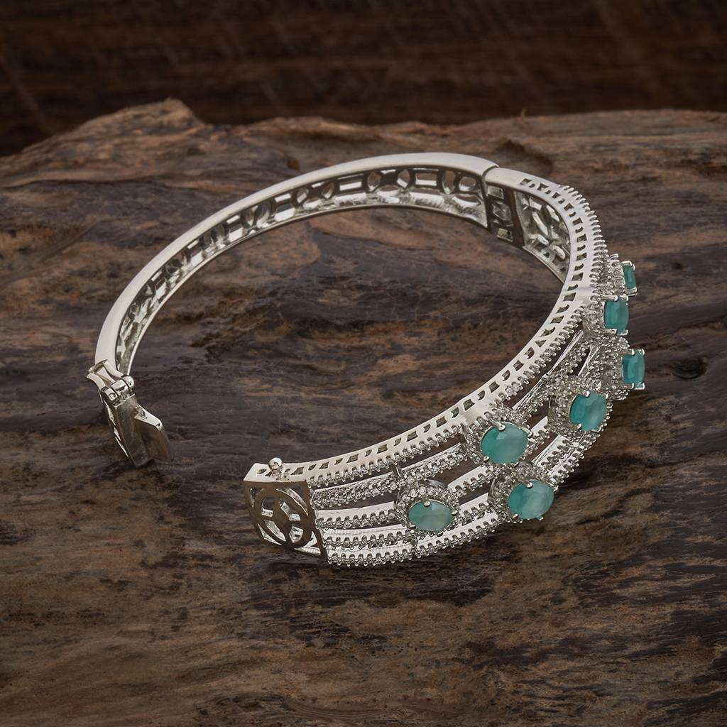 Mint Rhodium - Plated Party Wear Zircon Kada - 440536 : 440536