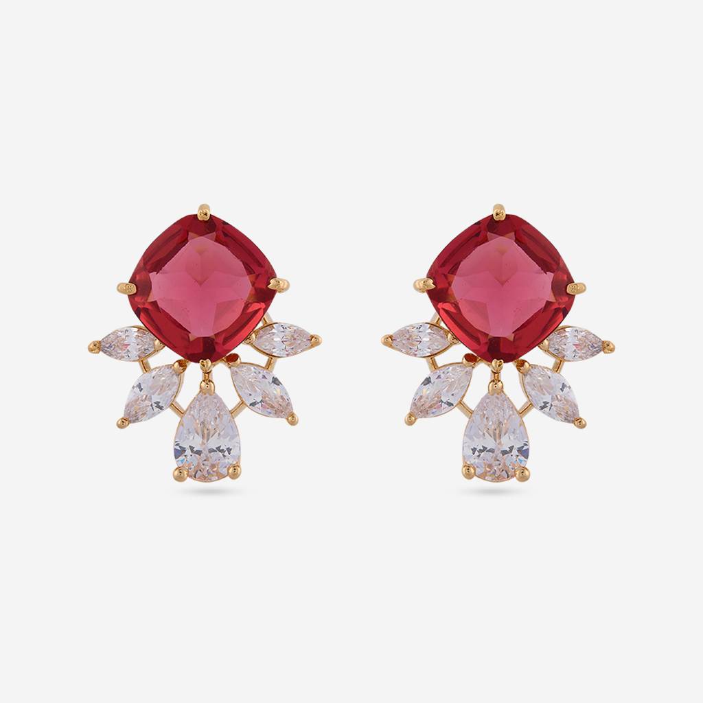 Gold - Plated Party Wear Zircon Earring - 469224 : 469224
