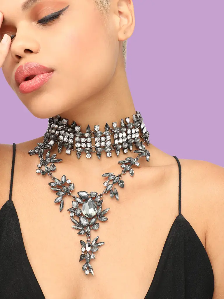Melantha- Party Designer Stone Statement Necklace For Women : SOHNCK4305