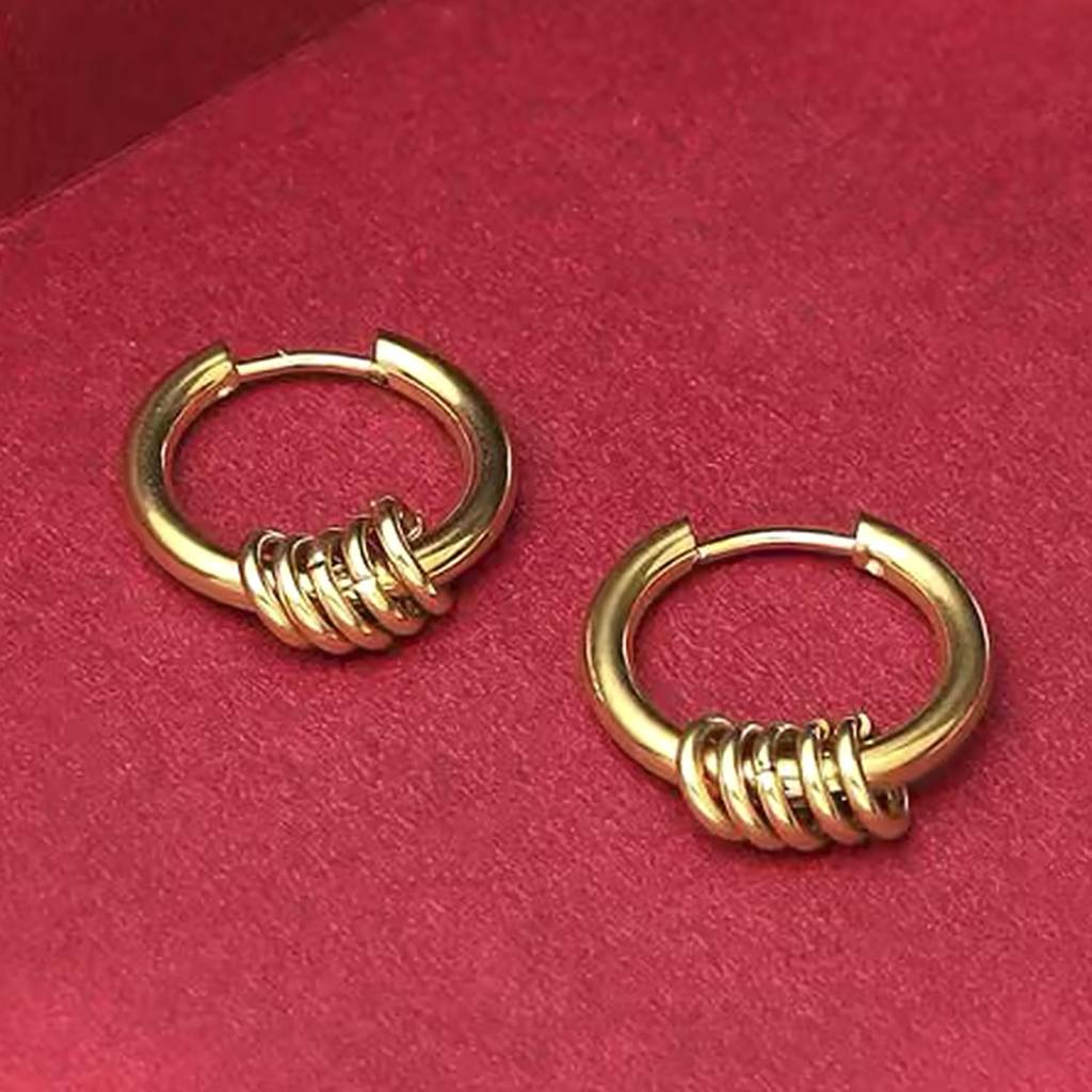 Gold Plated Stylish Hoop Huggie Bali Earrings Fashion Jewellery Gift For Men & Boys : PX9ME62G