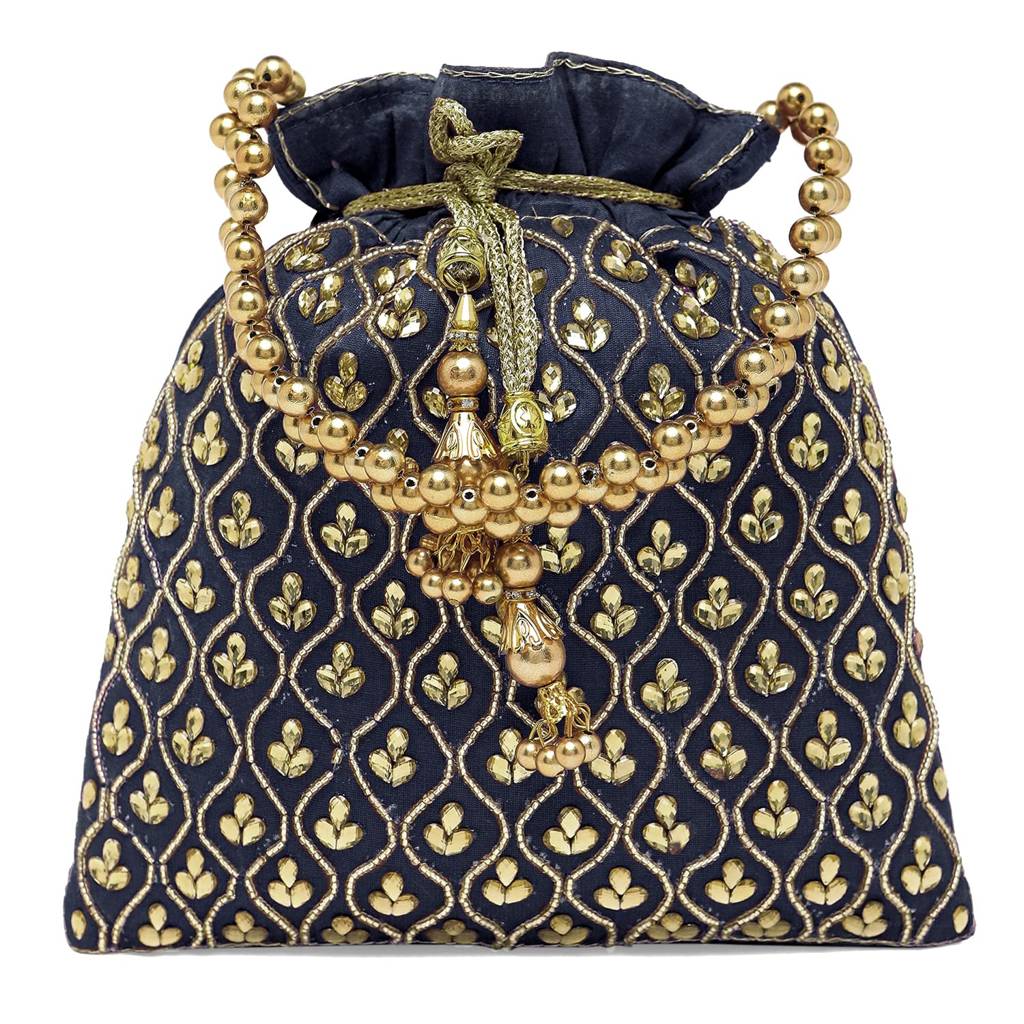 Potli Purses For Women Handmade Evening Handbag Stylish Bridal Fashion Wristlet Bag For Girls (P27B) : P27B