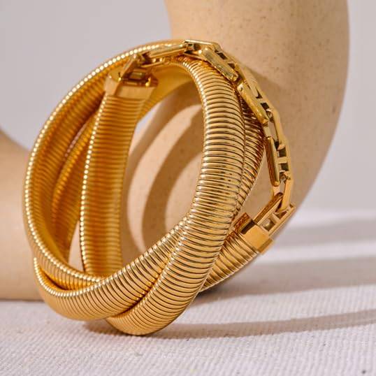 Rhea Fluid Link Bracelet - Gold | 18K Gold Plated | Waterproof, Hypoallergenic & Anti-Tarnish : DSVDJY05250002