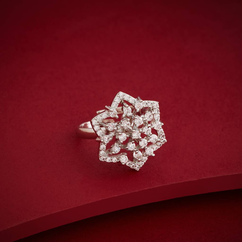 White - Plated Party Wear Zircon Finger Ring - 469256 : 469257