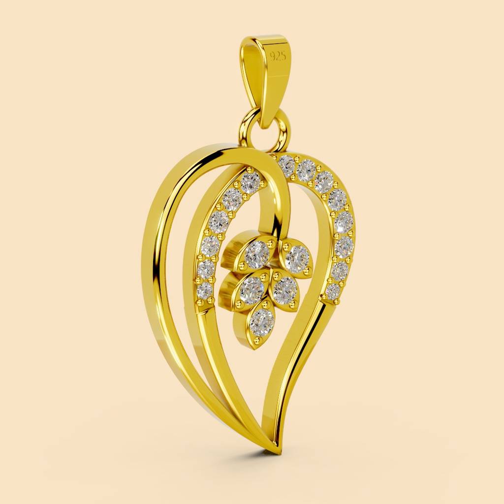 22K Gold Vermeil |Fern Pendant (Without Chain)| Pure 925 Sterling Silver With The Thickest Gold Layer : TSPN-FER-22K-13048