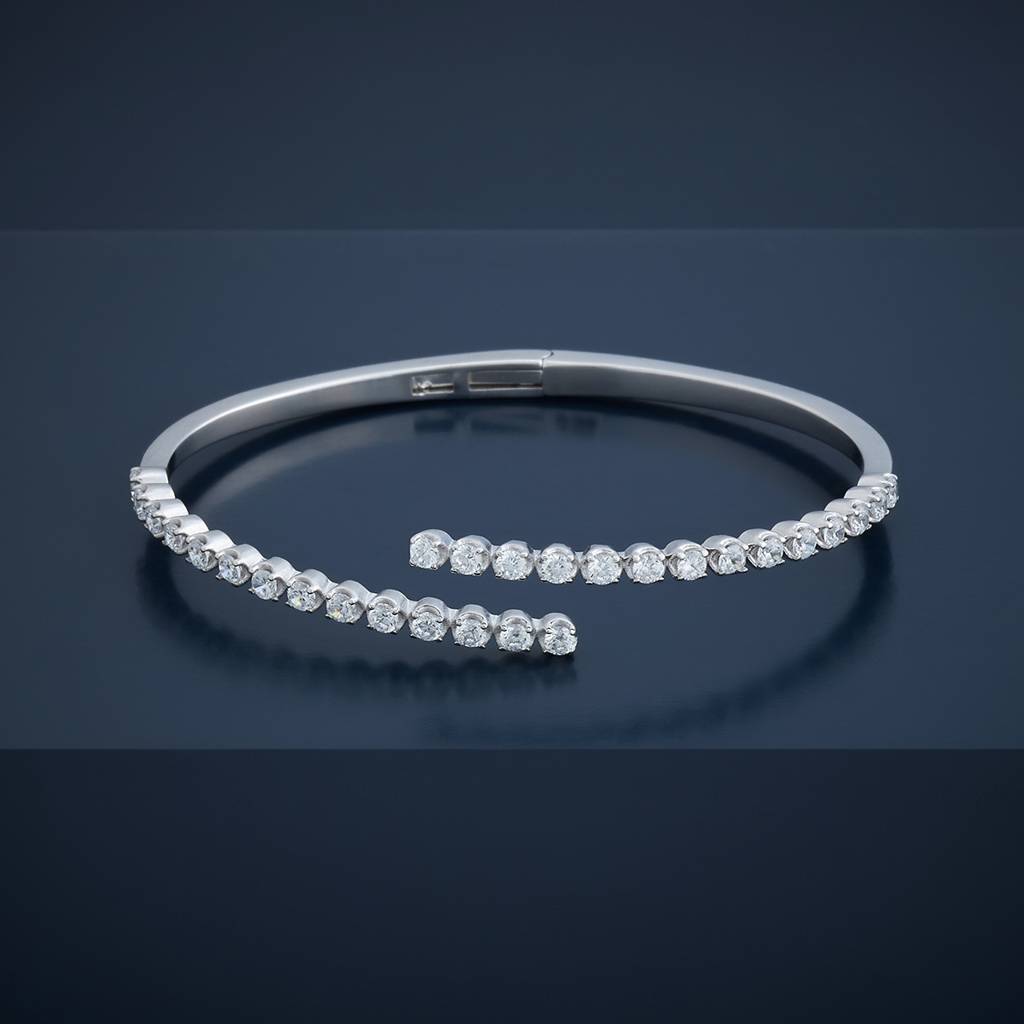 White Rhodium - Plated Office Wear Silver Kada - 436574 : 436574