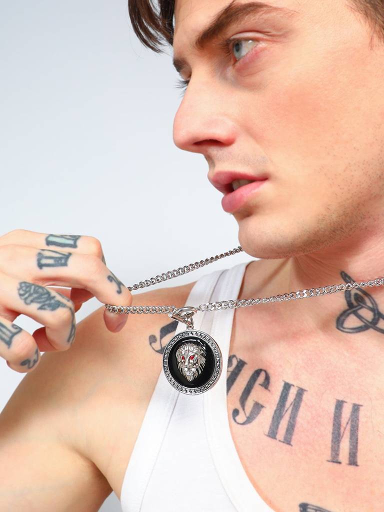Men'S Lion Pendant Necklace - Silver : FAPD1094