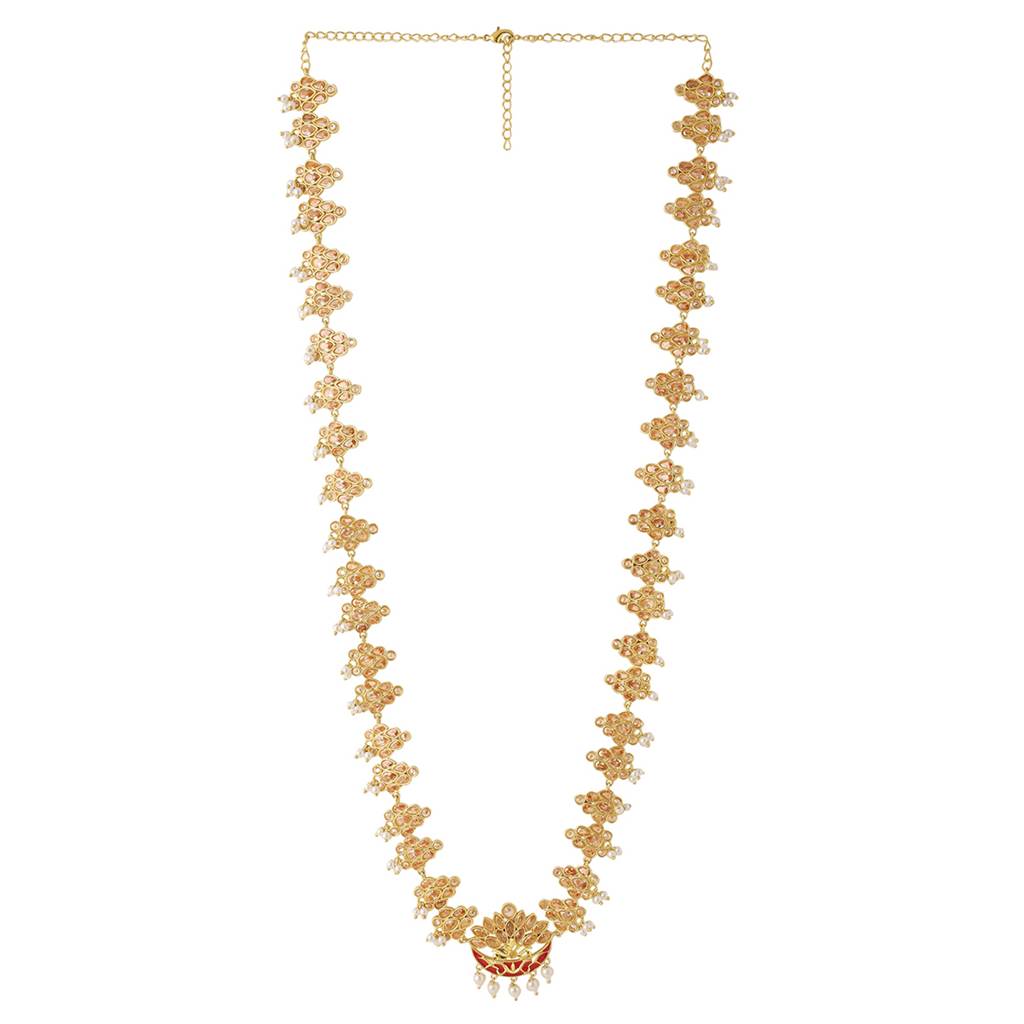 Apsara Bridal Red Enamelled With Pearl Ethnic Style Golden Kamarbandh : 8905124429718