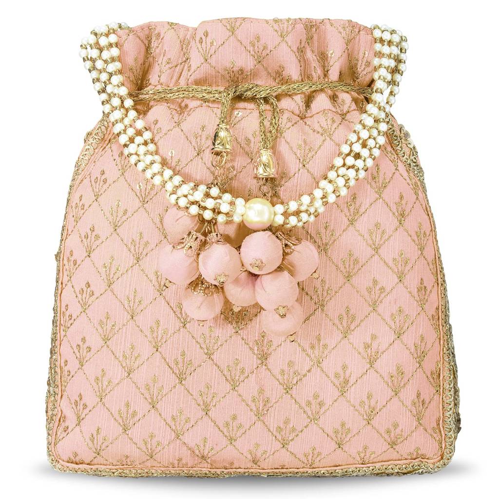 Zari Sequence Potli Bag For Women Stylish Handmade Wristlet Handbag Bridal Purse : P26PCH