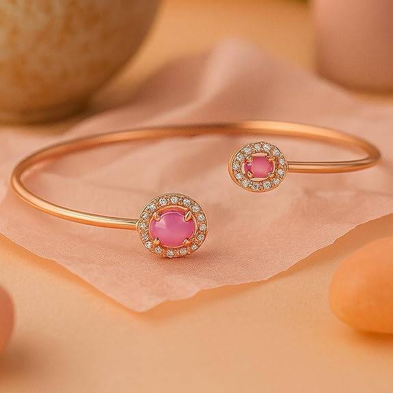 Rosegold  Ad Oval Cuff Bracelet – Lightweight Party Jewelry : AD-119-RGRBBR