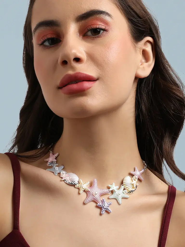 Women'S Metallic Starfish Necklace : SOHINC9902