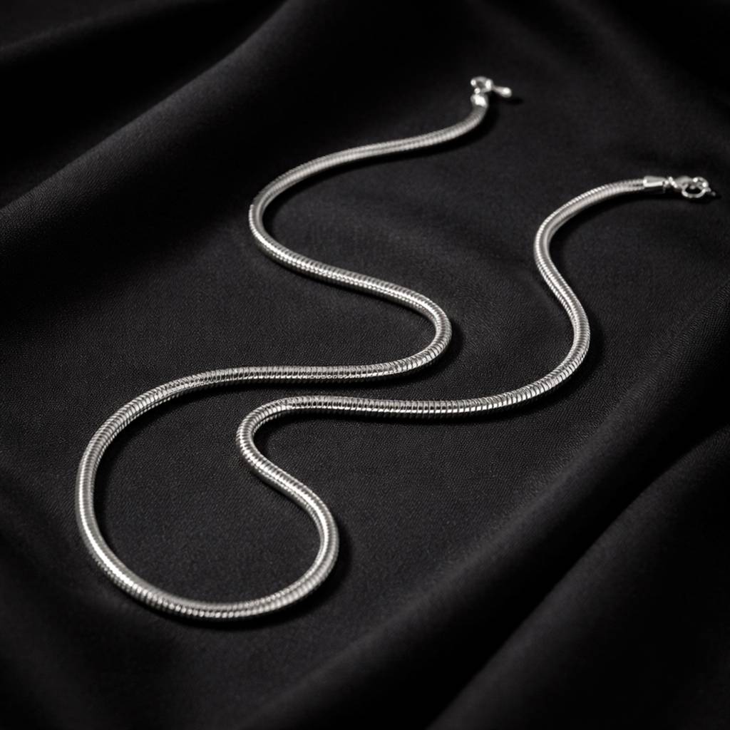 Fancy Snake Link Chain For Men & Boys | Silver Plated | Stainless Steel | Casual Stylish Design Jewellery | Annive : PX9CH172S