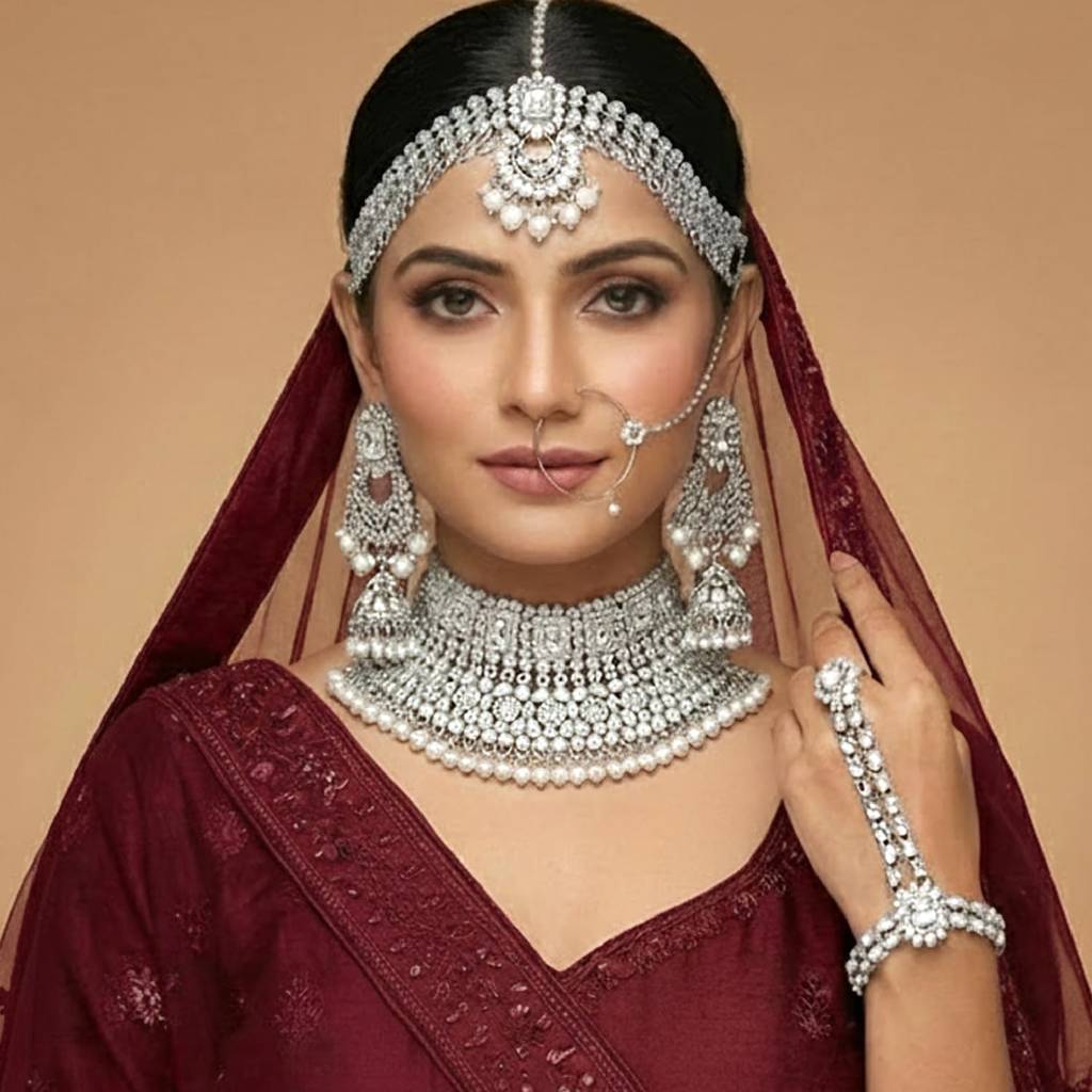Jodha Akbar Style Choker Necklace Bridal Jewellery Set Gift For Women : PF36BRC02RW