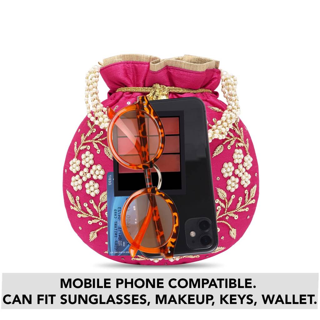 Rani Potli Bags For Women Evening Bag Clutch Ethnic Bride Purse With Drawstring (P86Rp) : P86RP