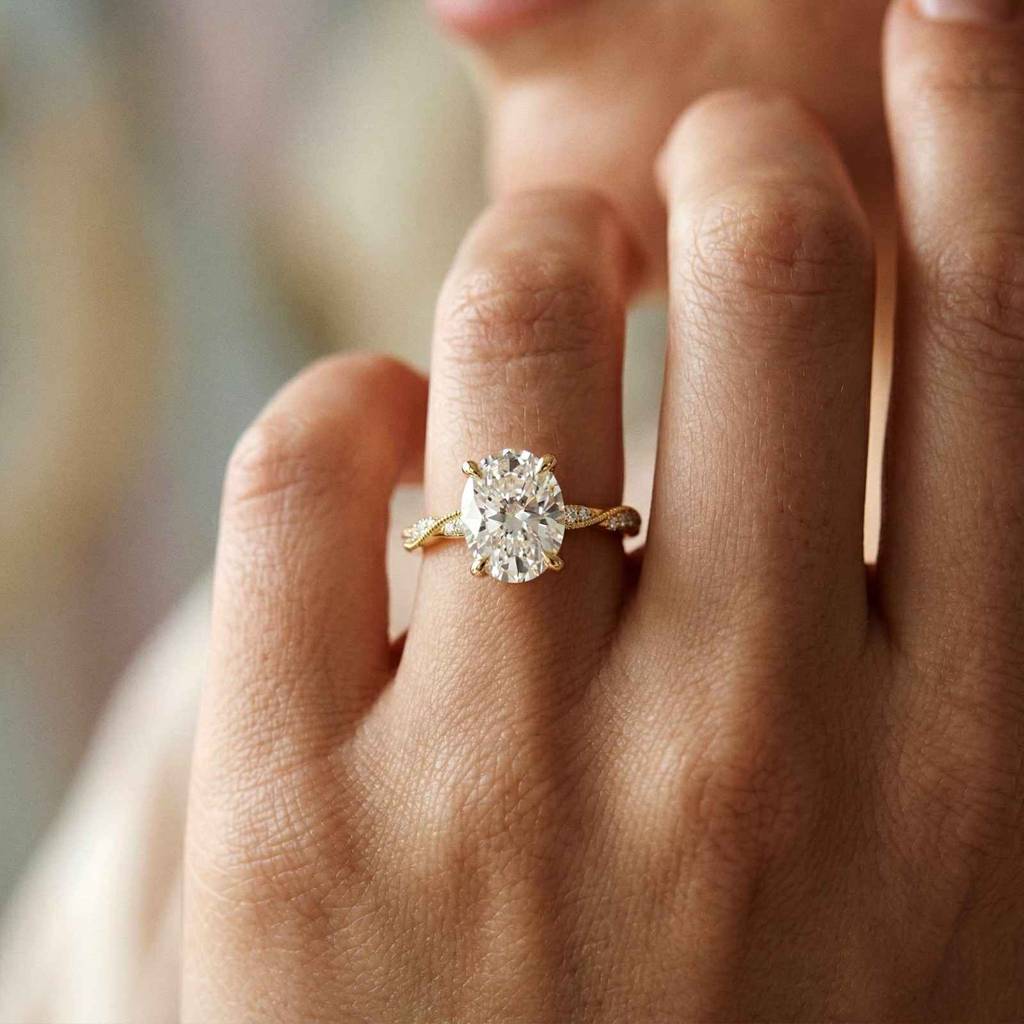 2.75Ct Moissanite Oval Solitaire Pavã© Ring : ZLM10026Y-10N