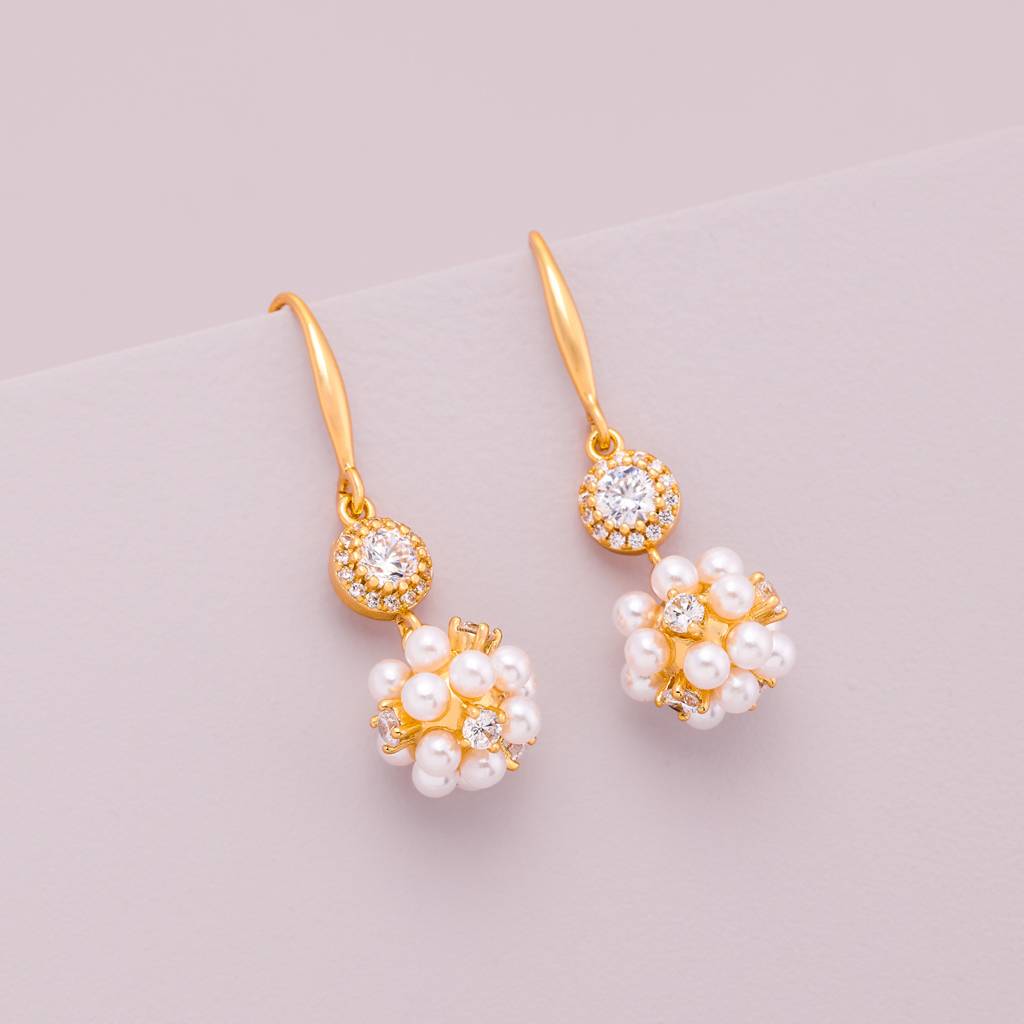 Pearl Gold - Plated Casual Wear Trendy Zircon Earring - 464624 : 464624