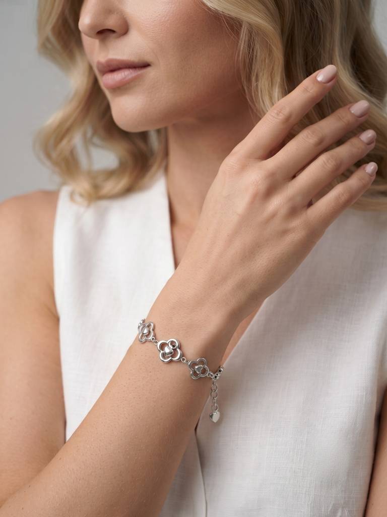 925 Silver Sparkling Infinity Bracelet For Women : BR-59