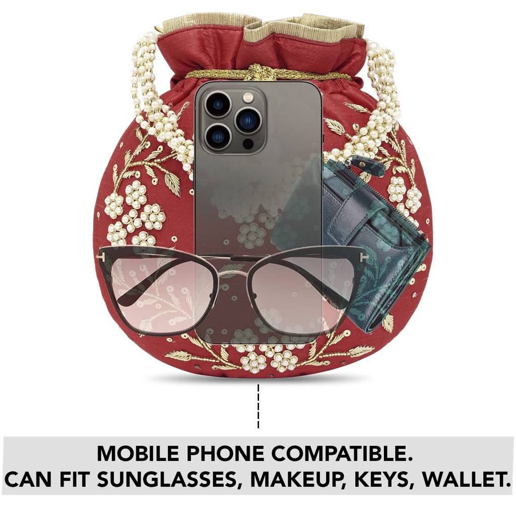 Rani Potli Bags For Women Evening Bag Clutch Ethnic Bride Purse With Drawstring (P86Rp) : P86R