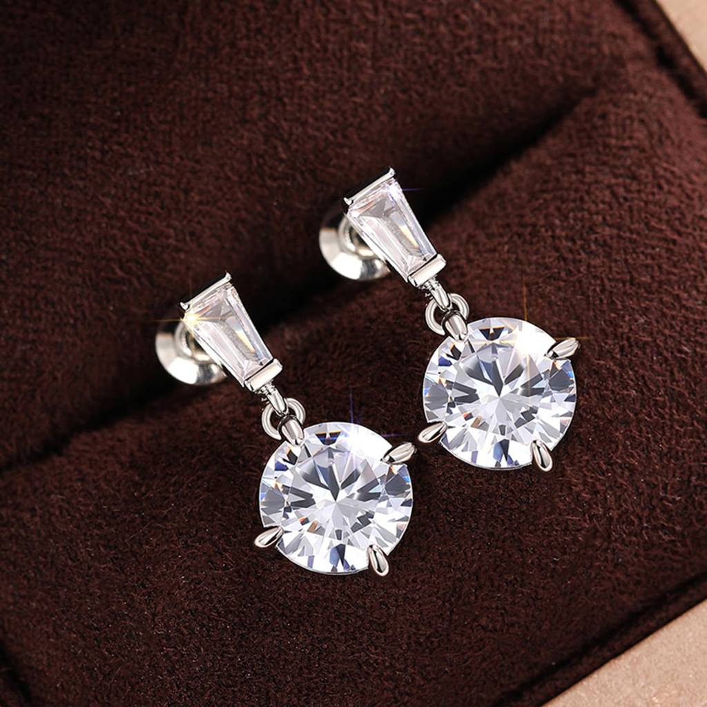 Silver Plated Baguette & Crystal Studded Drop Earring Stylish Fashion Jewellery Gift For Women & Girls : PX9E3031W