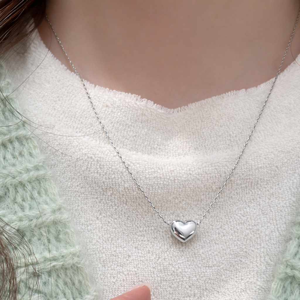 Heart Shape Pendant Chain Necklace Fashion Jewellery For Women & Girls : PX9P79S