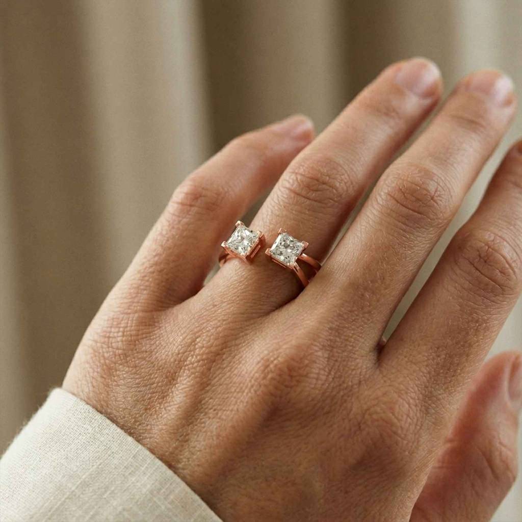 1Ct Moissanite Dual Princess Twist Ring : ZLM10015R-10N
