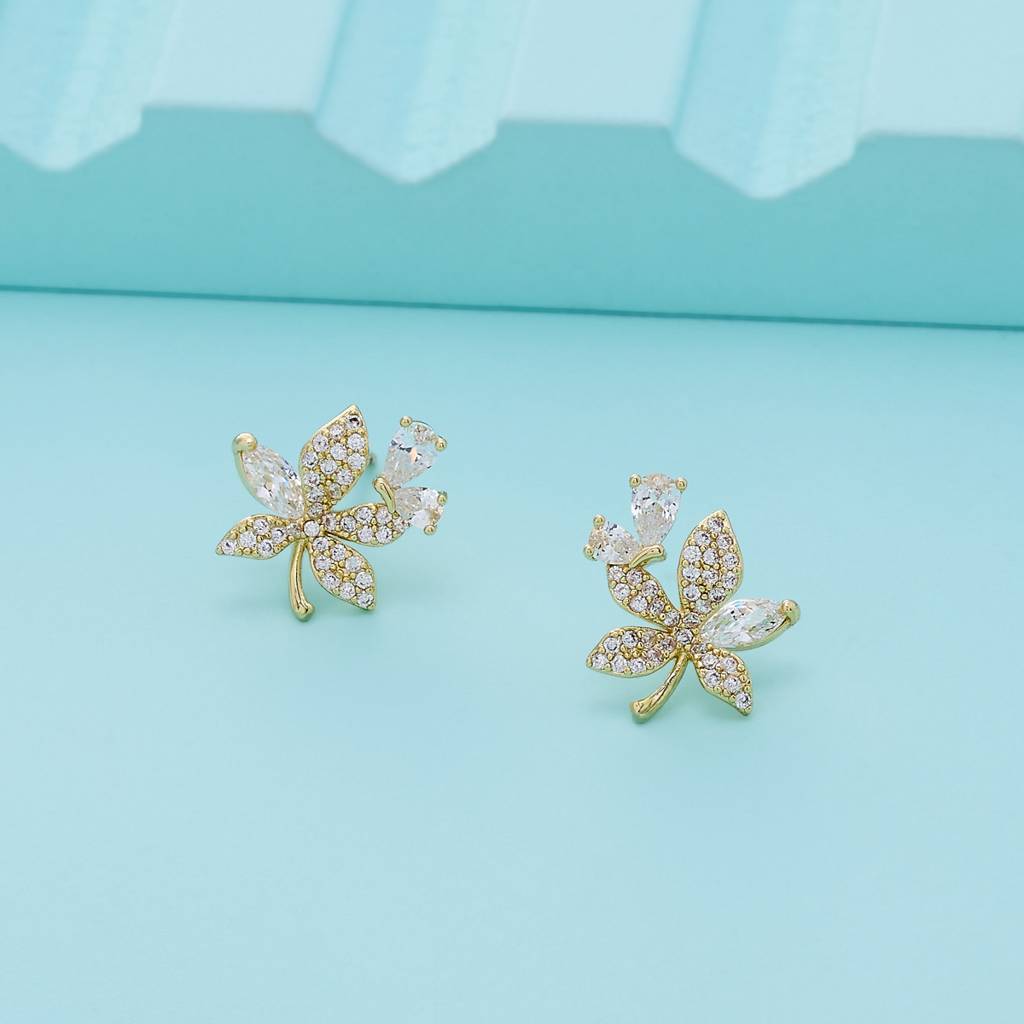 White Gold - Plated Casual Wear Trendy Zircon Earring - 460377 : 460377
