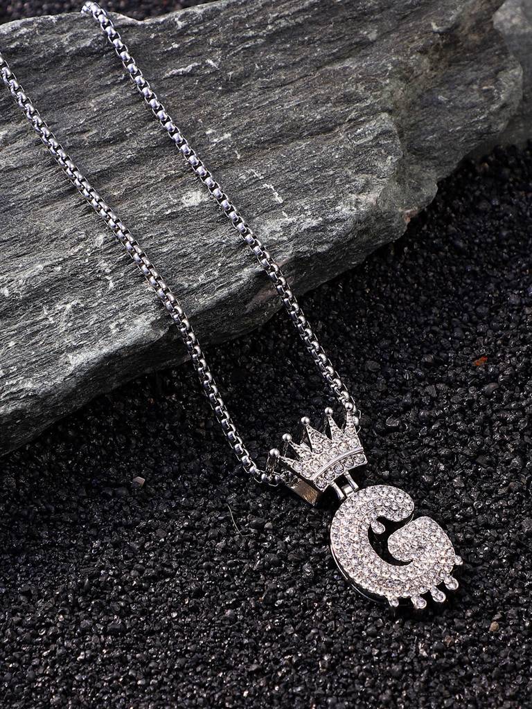 Men'S The Drip Alphabet Pendant Necklace - Metallic Silver : FANC1096-G