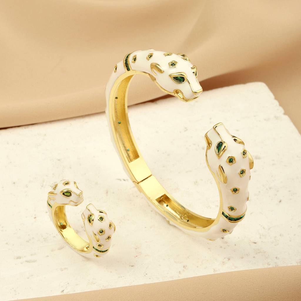 Ivory King Bangle And Ring Combo - White : BR2C3264B