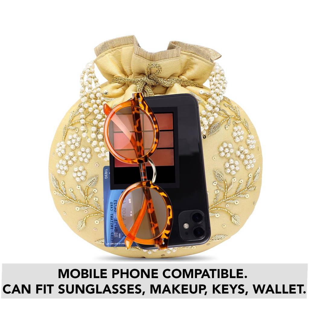 Rani Potli Bags For Women Evening Bag Clutch Ethnic Bride Purse With Drawstring (P86Rp) : P86CRM