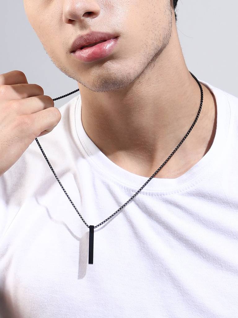 Men'S The Monolith Pendant Necklace - Onyx Black : FAPD1282