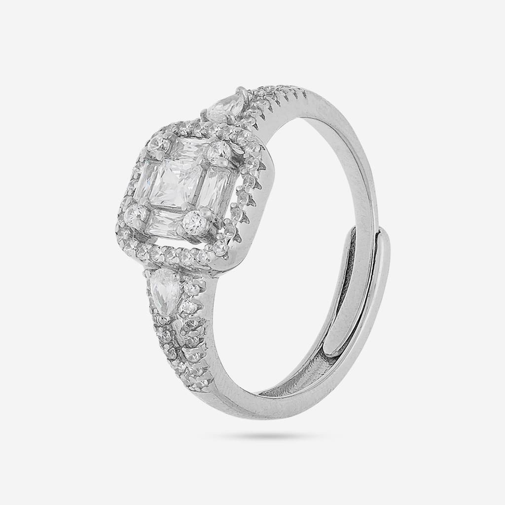 White - Plated Office Wear Silver Finger Ring - 453179 : 453180
