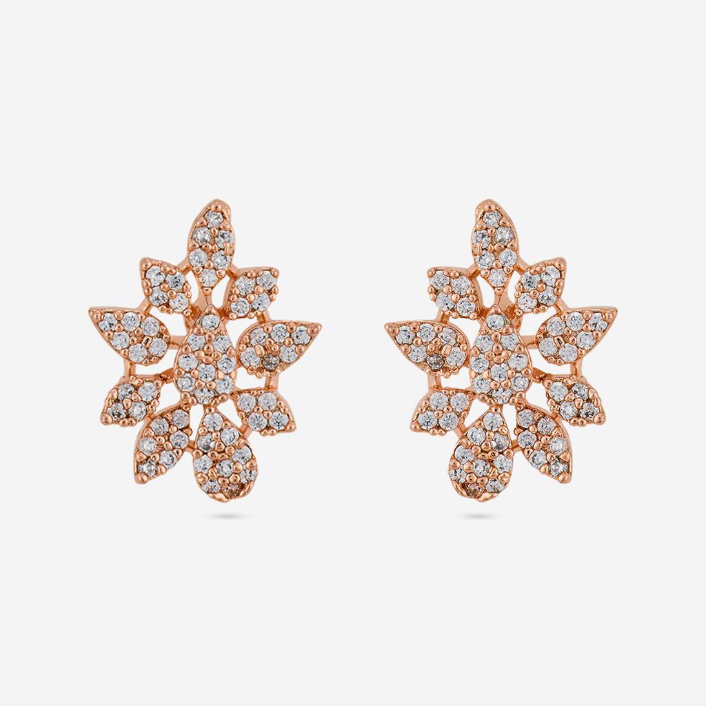 White Rose Gold - Plated Casual Wear Zircon Earring - 467460 : 467460