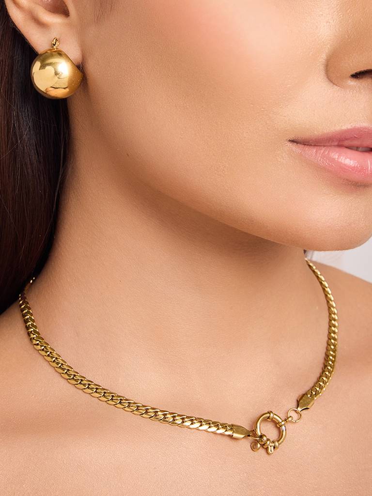 18K Gold Plated Halo Circle Necklace Stainless Steel Waterproof & Anti-Tarnish : N9ASSS0G
