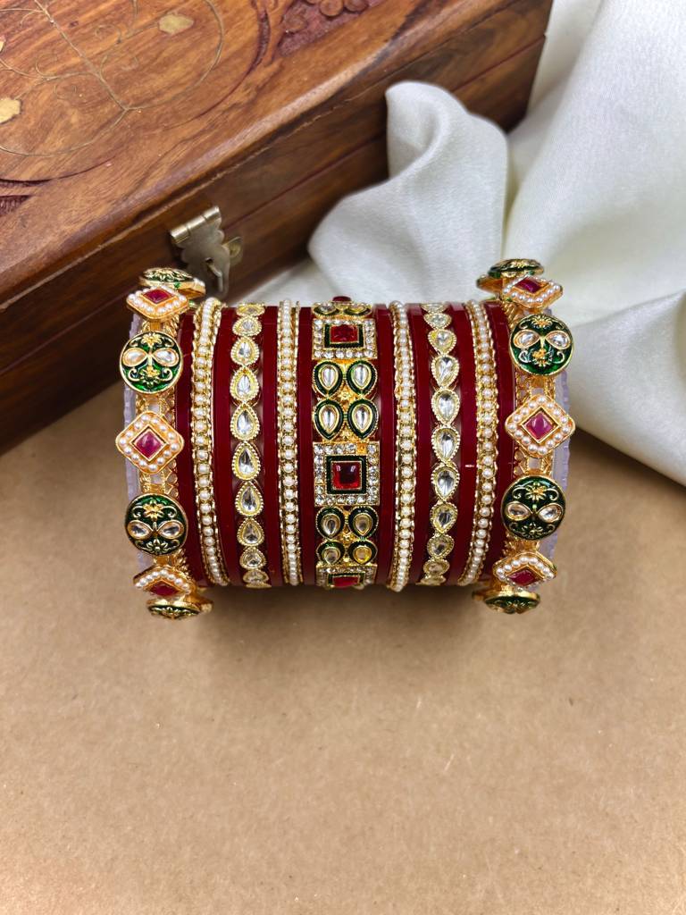 Polki Kundan Punjabi Chuda Set : HB-73-24